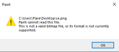 error screenshot