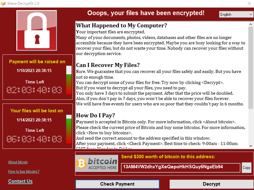 WannaCry screenshot